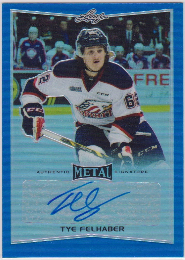2015-16 Leaf Metal Prismatic Blue #BATF1 Tye Felhaber 24/25 AUTO (image for) 2015-16 Leaf Metal Prismatic Blue #BATF1 Tye Felhaber 24/25 AUTO